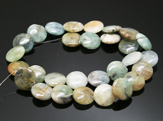 アクアマリン 【コインビーズ 】 約12x5mm 《1連》 約40cm前後 連ビーズ 天然石