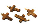 タイガーアイ 【天然石パーツ】約x17x4mm クロス 十字架 《1個》 ペンダントパーツ チャームパーツ チャーム 16