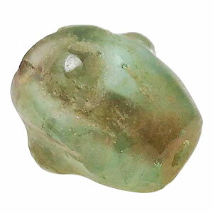 Genuine, Semi-Precious Stones - グリーンガラスビーズ 【アンティークビーズ】 顔の彫刻あり 約21x17mm程度 《1個》 ヴィンテージ