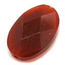 カーネリアン 【天然石パーツ】 オーバルファセットパーツ(貫通穴) いろいろなパーツ 約30x20x7mm 穴径:約1mm 《1個》