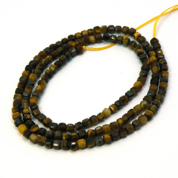 Genuine, Semi-Precious Stones - タイガーアイ キューブカットビーズ 約3x3mm 1連 約37cm前後 天然石