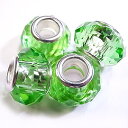 ガラスロンデルビーズ 《4個セット》 薄緑系 外径14mm/穴径5mm 【在庫限り】