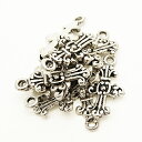 メタルビーズ パーツ メタル合金 約24x14x2x2x穴径2mm シルバーカラー 《50g (約25個)》 金具