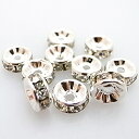 メタルビーズ パーツ ロンデル 8mm シルバーカラー 《10個》 金具