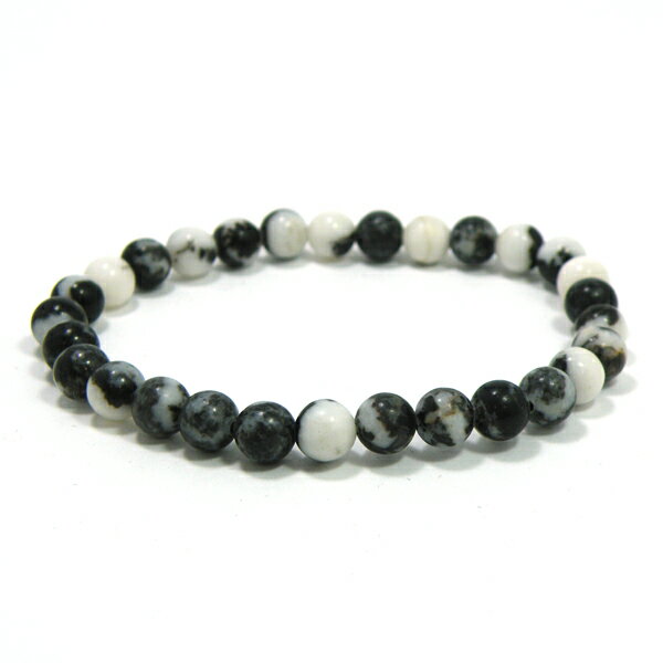 ゼブラジャスパー【1点もの ブレスレット】 約6.5mm 約16cm 天然石 パワーストーン