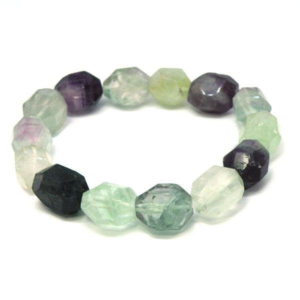 フローライト カットビーズ 【1点もの ブレスレット】 約16cm 天然石 パワーストーン