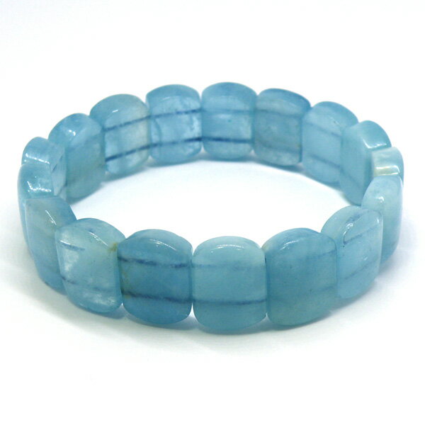 アクアマリン スクエア 【1点もの ブレスレット】 約17cm 天然石 パワーストーン