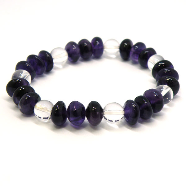 アメジスト クォーツ 【1点もの ブレスレット】 約 15cm 天然石 パワーストーン