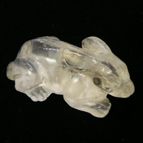 クォーツ水晶/うさぎ兎/約50x26x18mm/1点もの彫刻