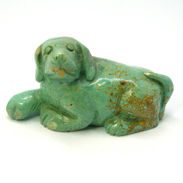 ターコイズ/イヌいぬ犬/約66x31x37mm/1点もの彫刻