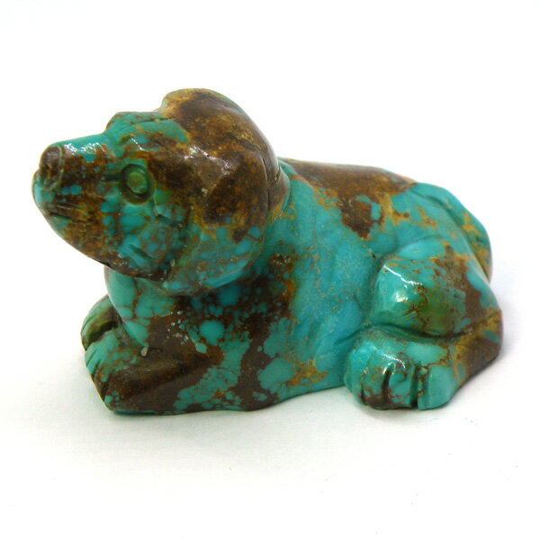 ターコイズ/イヌいぬ犬/約42x29x28mm/1点もの彫刻