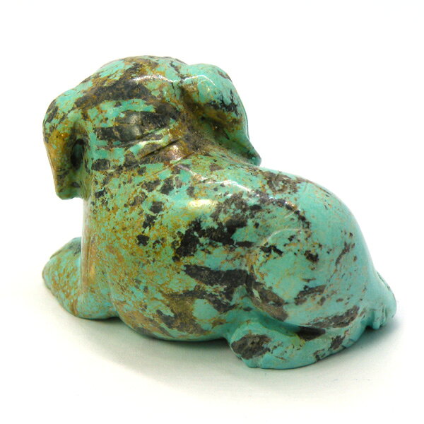 ターコイズ/イヌいぬ犬/約47x35x37mm/1点もの彫刻