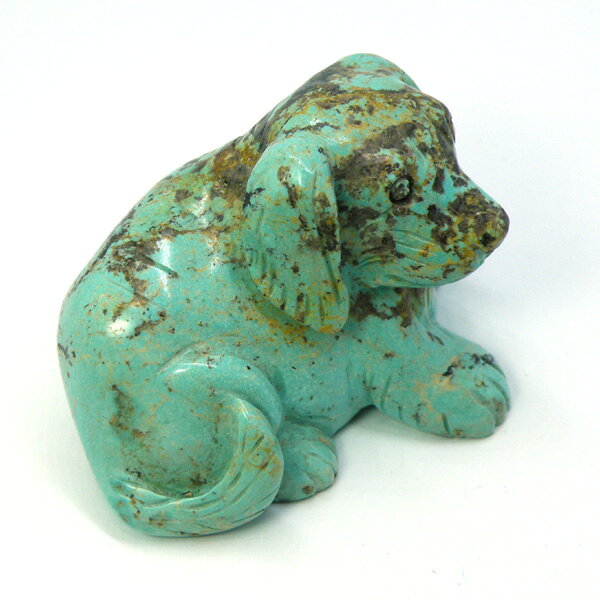 ターコイズ/イヌいぬ犬/約47x35x37mm/1点もの彫刻