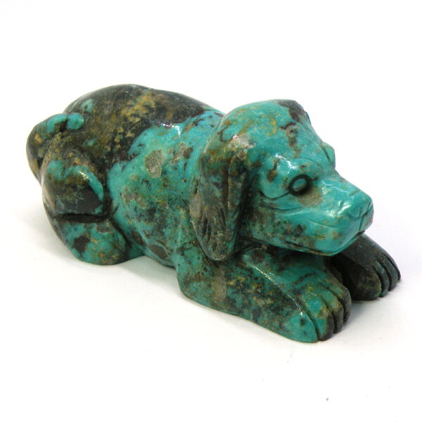 ターコイズ/イヌいぬ犬/約60x25x28mm/1点もの彫刻