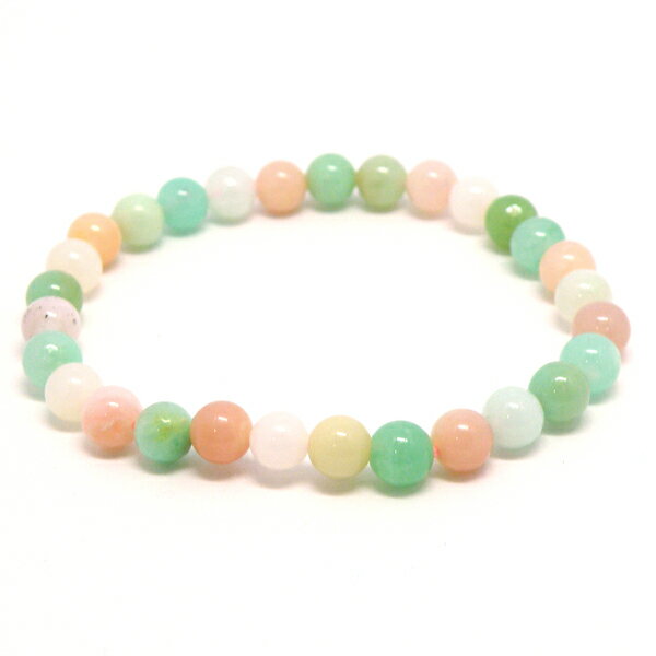 マルチカラークォーツァイト(染色) 【1点もの ブレスレット】 約6mm 天然石 パワーストーン スピリチュアルストーン