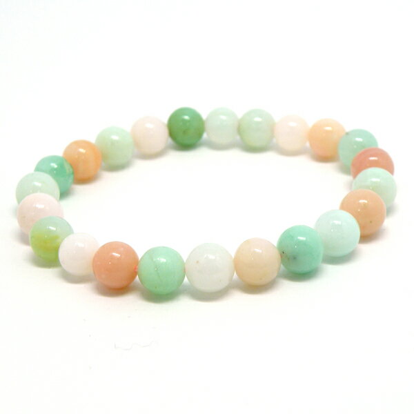 マルチカラークォーツァイト(染色) 【1点もの ブレスレット】 約8mm 天然石 パワーストーン スピリチュアルストーン