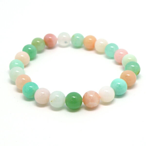 マルチカラークォーツァイト(染色) 【1点もの ブレスレット】 約8mm 天然石 パワーストーン スピリチュアルストーン
