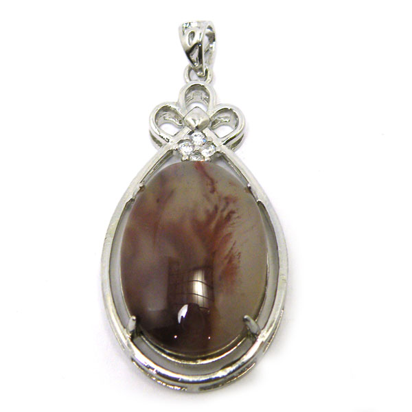 アゲート瑪瑙 ペンダントトップ SV925 約43x22mm 天然石 ネックレス
