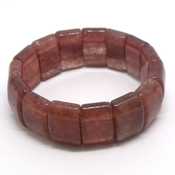 ストロベリークォーツ ブレスレット 1点もの 粒約20x12mm 約15cm 天然石