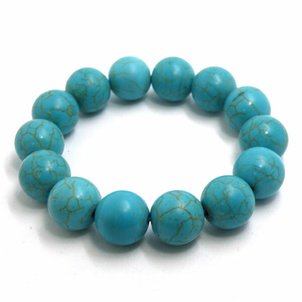ターコイズ調の人工石 【ブレスレット 1点もの】 約14mm 天然石