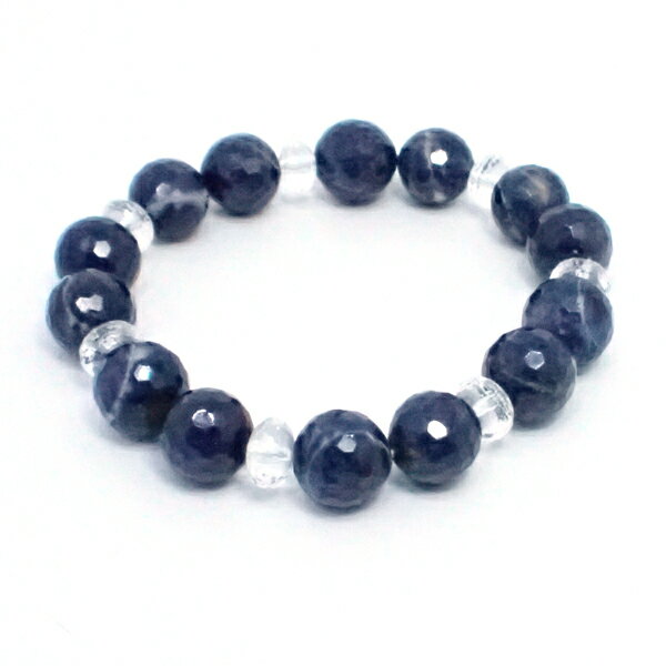 サファイア・水晶 【ブレスレット 1点もの】 約12mm 天然石 パワーストーン スピリチュアルストーン