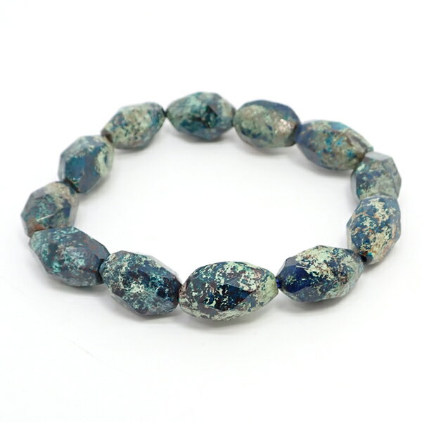 クリソコラ 【ブレスレット 1点もの】 約12x18mm 天然石 パワーストーン スピリチュアルストーン