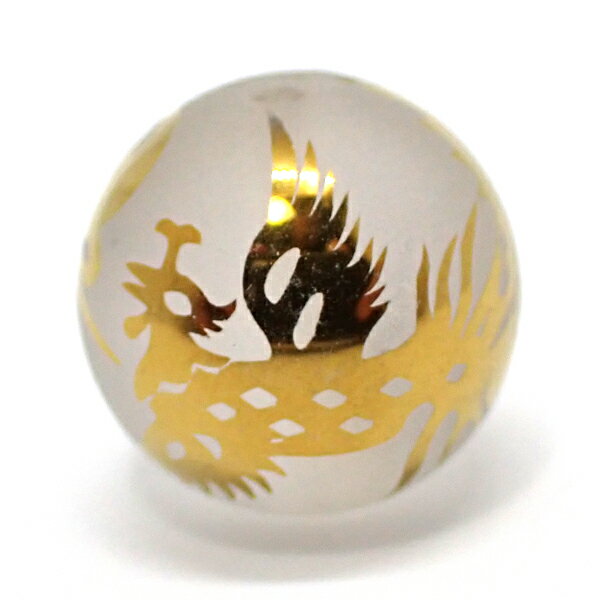 クォーツ水晶(転写プリント) 丸玉鳳凰ビーズ 単品 約14mm 《1個》 天然石