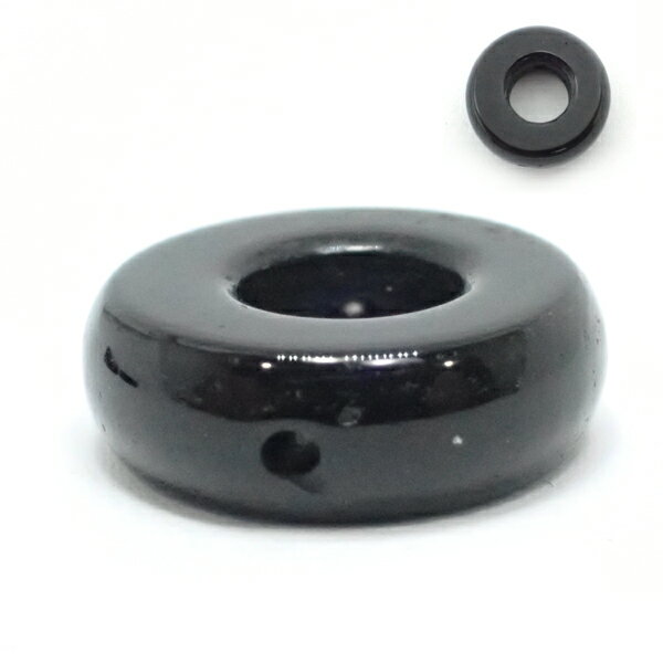 オニキス ロンデルビーズ 約13x4.3mm(穴径5mm)※縦にも貫通穴有り 1個 天然石