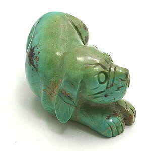 彫刻1点もの ターコイズ トルコ石 犬 いぬ ドッグ 天然石 原石 コレクション 置物 ...