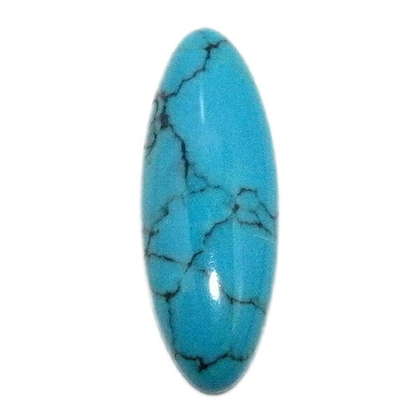 ターコイズ（Turquoise)の限定ルースです。 鑑賞もよし、リングやペンダントに仕立ててお楽しみください。 商品番号:gs-sp-1563 素材:ターコイズ（Turquoise) 商品名:ルース（マーキスカボション） サイズ:約7.9x21.7mm　4.2ct 備考 ※お使いのブラウザにより色合いなど若干異なる場合があります。 ※天然由来の傷・ヒビ・欠け・付着物などが含まれている場合があります。 ※1点ものですので時間差で売り切れの際はご容赦ください。