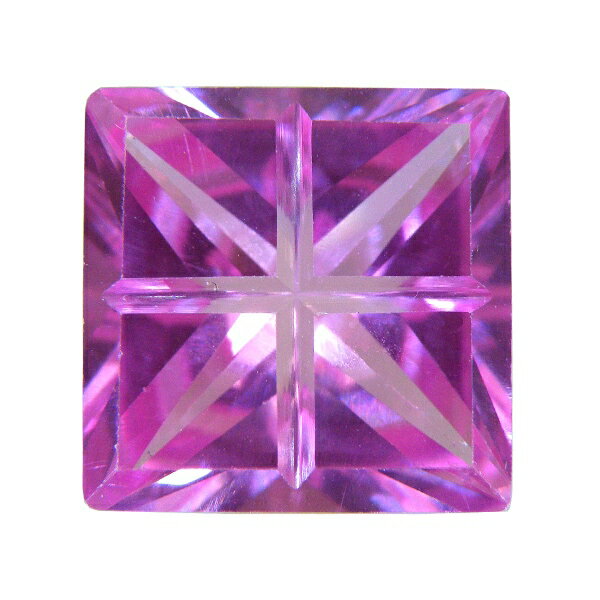 人工 合成 ピンクサファイア スクエアカット(特殊カット) 【14x14x9mm】 ルース 天然石 裸石