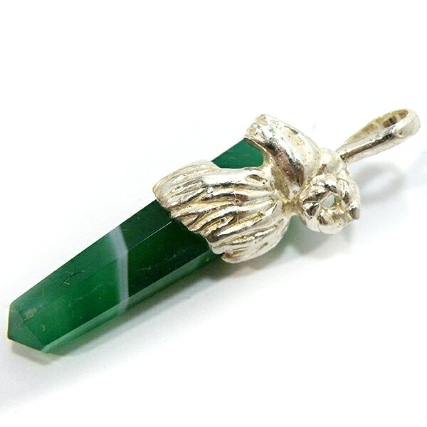 おひつじ座 ペンダントトップ グリーンオニキス(green onyx) 45mm シルバー925 ポ...