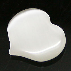 キャッツアイ 【合成石パーツ】 ハートパーツ ホワイト 約19x17x4mm 《1個》