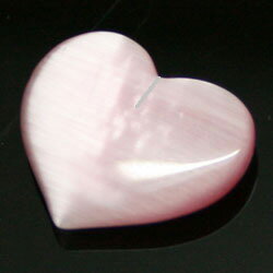キャッツアイ 【合成石パーツ】 ピンク ハートパーツ(片穴) 約19x17x4mm 《1個》