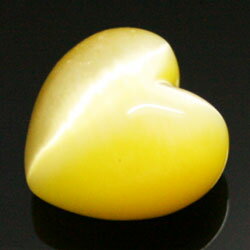 キャッツアイ 【合成石パーツ】 ハートパーツ イエロー 約20x20x12mm 穴なし《1個》