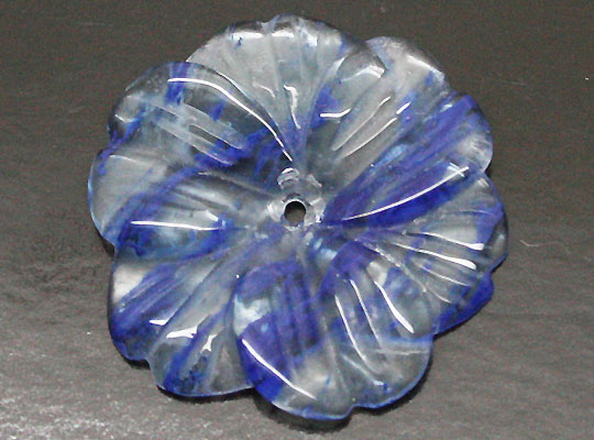 合成石パーツ ガラス フラワーパーツ ブルー 約H30xW30xT4mm 《1個》