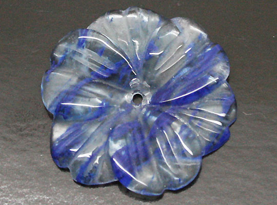 合成石パーツ ガラス フラワーパーツ ブルー 約H30xW30xT4mm 《1個》