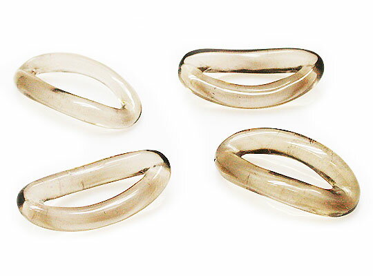 合成石・人工石パーツ スモーキークォーツ デザインパーツ 約35x18x6mm 内径:約21x6x6mm 《1個》