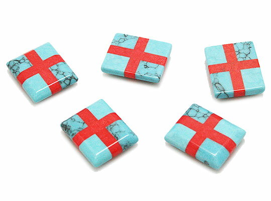 合成石・人工石パーツ ターコイズxコーラル デザインパーツ 約22x18x6mm 《1個》