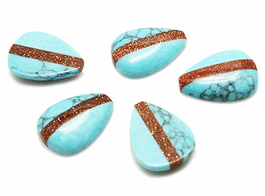 合成石・人工石パーツ ターコイズxサンドストーン デザインパーツ 約24x18x6mm 《1個》