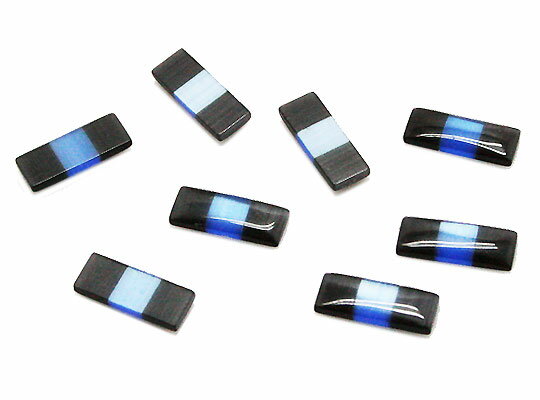 合成石・人工石パーツ ブルーxブラック 約16x6x3mm 《1個》