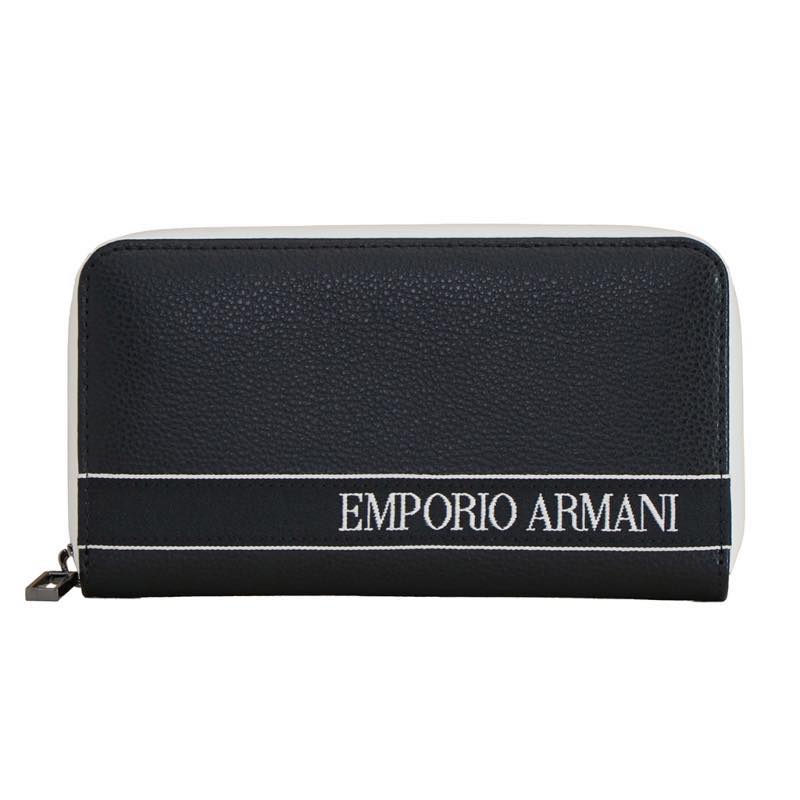 G|IA}[j EMPORIO ARMANI / ZIP AROUND WALLET EhDz #YEME49 YTX0J 81072 BLACK