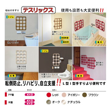 『テスリックス』プラスチック製4×3ブラウン(600×450mm)【送料無料】階段の手すり 介護用品 トイレ用手すり 補助 便座 手摺 屋内 立ち上がる 転倒防止 介護 介護用品 介助用品 歩行補助具 介護市場 福祉用品 リハビリ トレーニング 格子状