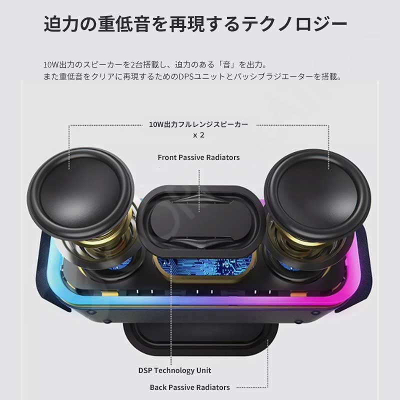 【ラッピング対応】Bluetoothスピーカー A8Pro 防水 IPX5 高音質 重低音 TWS ステレオ 大音量 ワイヤレス コンパクト ポータブル LED ライト ハンズフリー 風呂 キッチン プール アウトドア キャンプ 自転車 iPhone スマホ tetomi-10001757 TETOMI サンプル画像2