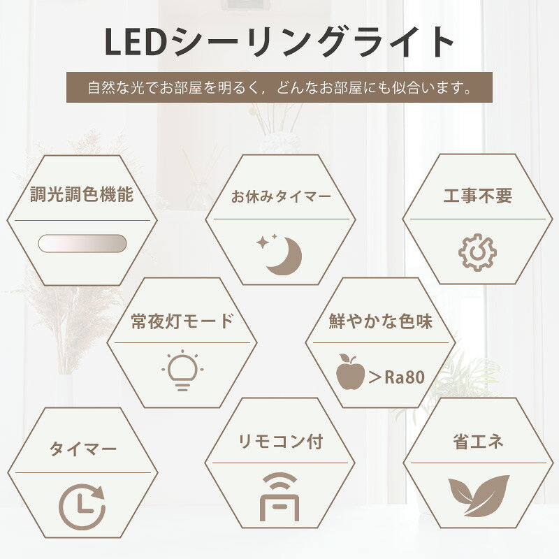 【最安値1660円 3点セット購入で 調光調色】 シーリングライト LED 6-8畳 リモコン...
