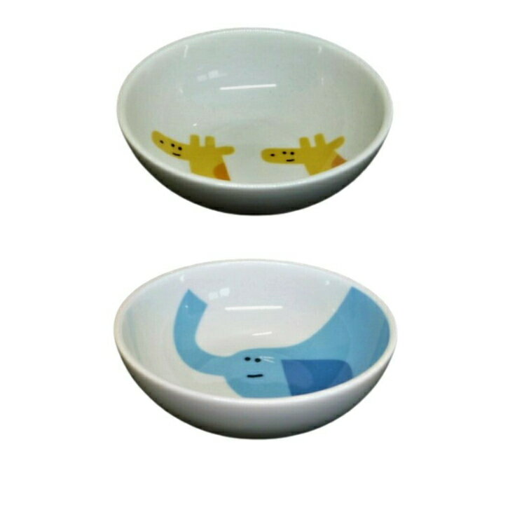 子供食器 12cm小鉢　かわいい食器シリーズ キリンさん ゾウさん日本製（美濃焼） 白磁