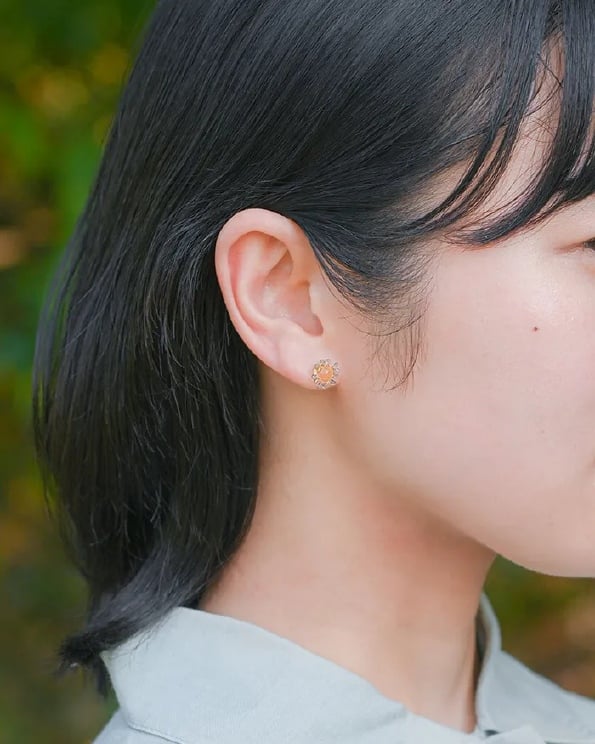 【平日5日以内に出荷】HARIO ハリオ イイダ傘店 ピアス 夕暮れのカモミール グレー HAII-KG-P-NF