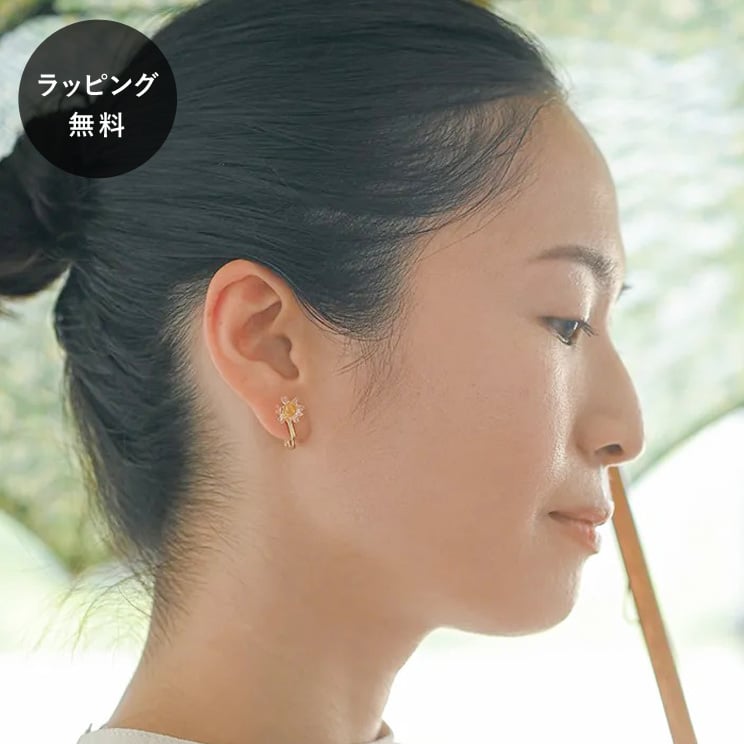 【平日5日以内に出荷】HARIO ハリオ イイダ傘店 イヤリング 朝焼けのカモミール クリア HAII-KC-E-NF