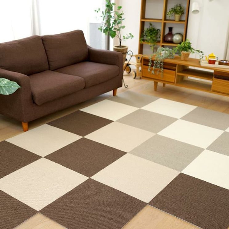 【10時までのご注文で翌営業日出荷】タイルカーペット 家庭用 カラフル R-1000 四角形 RIPPLE リップル 洗える 防音 防炎 50×50cm 10枚入り ケース 全9色 日本製 ホームタイル RUGRUG スミノエ [2]