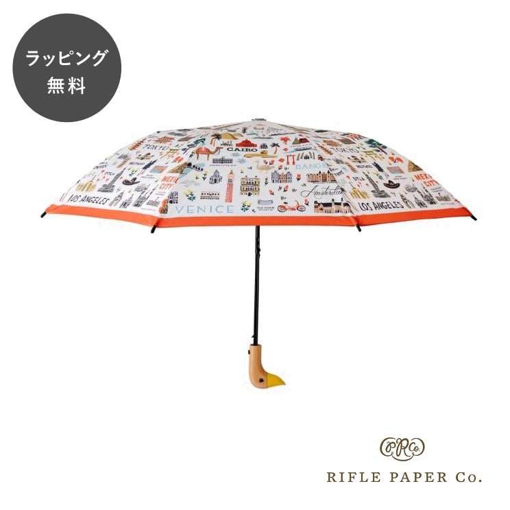 【あす楽】【12時までのご注文で当日出荷】ライフルペーパー アンブレラ ボヤージュ Rifle Paper Co. 傘 折りたたみ傘 ワンタッチ 折り畳み式 撥水加工 6本骨 おりたたみ傘 1